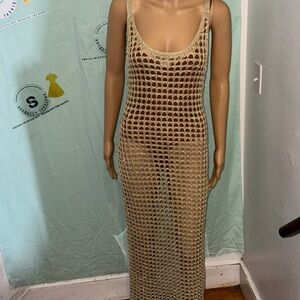 Wild Fable Gold Mesh Maxi Dress